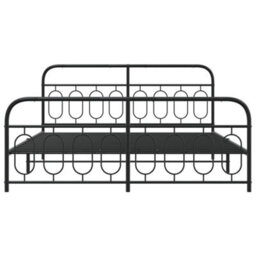 Berkfield Metal Bed Frame Without Mattress With Footboard Black 183X213Cm - thumbnail 4