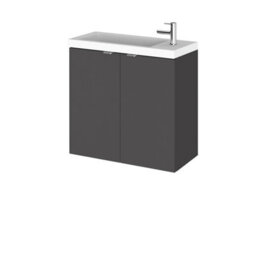Hudson Reed Fusion 600mm Wall Hung 2 Door Vanity Unit, Gloss Grey Vanity Unit