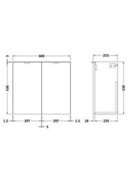 Hudson Reed Fusion 600mm Wall Hung 2 Door Vanity Unit, Gloss Grey Vanity Unit - thumbnail 2