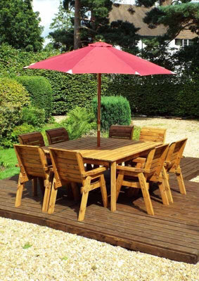 Charles Taylor Trading Eight Seater Square Table Set With Cushion - W250 X D250 X H98 - Fully Assemble - Burgundy - image 1