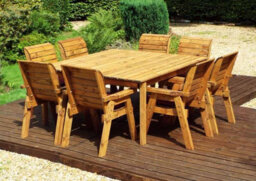 Charles Taylor Trading Eight Seater Square Table Set With Cushion - W250 X D250 X H98 - Fully Assemble - Burgundy - thumbnail 2