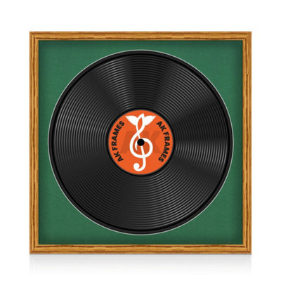 "16X16"" Oak Classic Vinyl Record Frame With Emerald Mount For 12 Inch Lp Disc - Ak Frames" - image 1
