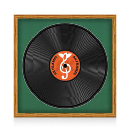 "16X16"" Oak Classic Vinyl Record Frame With Emerald Mount For 12 Inch Lp Disc - Ak Frames" - thumbnail 1