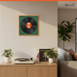 "16X16"" Oak Classic Vinyl Record Frame With Emerald Mount For 12 Inch Lp Disc - Ak Frames" - thumbnail 5