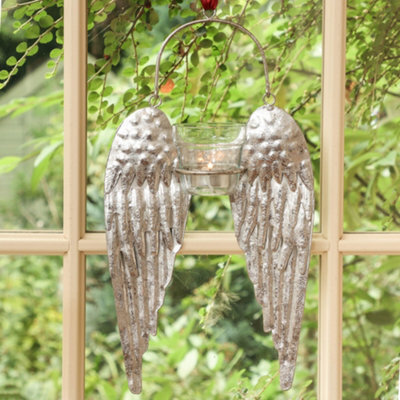 Dibor Silver Angel Wings Decorative Tealight Décor Wall Christmas Candle Holders - image 1