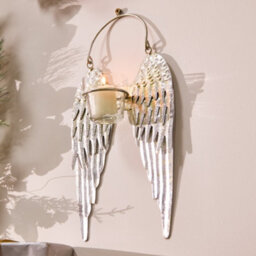 Dibor Silver Angel Wings Decorative Tealight Décor Wall Christmas Candle Holders - thumbnail 3