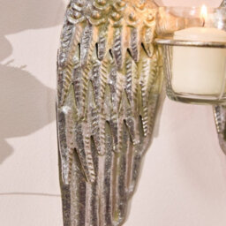 Dibor Silver Angel Wings Decorative Tealight Décor Wall Christmas Candle Holders - thumbnail 4