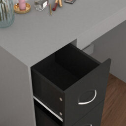 Urbn-Living Urbnliving Height  79.5Cm 3 Drawer Wooden Bedroom Dressing Computer Work Table Desk Grey Carcass And Black Drawers Jewellery - thumbnail 4