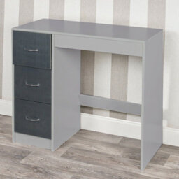 Urbn-Living Urbnliving Height  79.5Cm 3 Drawer Wooden Bedroom Dressing Computer Work Table Desk Grey Carcass And Black Drawers Jewellery - thumbnail 1