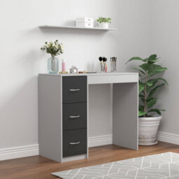 Urbn-Living Urbnliving Height  79.5Cm 3 Drawer Wooden Bedroom Dressing Computer Work Table Desk Grey Carcass And Black Drawers Jewellery - thumbnail 3