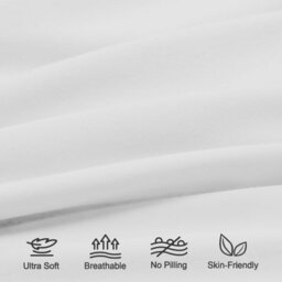 Aspire Homeware Plain Duvet Cover Set Soft Microfibre, White, Double (L)200Cm X (W)200Cm - thumbnail 3