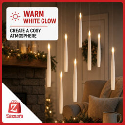 Zazzora 15Cm 20 Pack Floating Led Candles White Warm Glow Battery Operated With Remote Control Halloween Christmas Tree Indoor Decoration - thumbnail 4