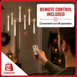 Zazzora 15Cm 20 Pack Floating Led Candles White Warm Glow Battery Operated With Remote Control Halloween Christmas Tree Indoor Decoration - thumbnail 5