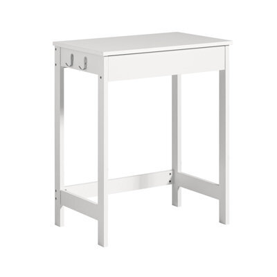 Sobuy Fwt43-W, Study Table Small Desk Wooden Compact Computer Desk For Home Office With Drawer And Hooks Space, White - image 1