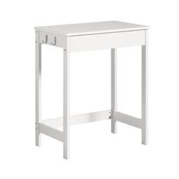 Sobuy Fwt43-W, Study Table Small Desk Wooden Compact Computer Desk For Home Office With Drawer And Hooks Space, White - thumbnail 1
