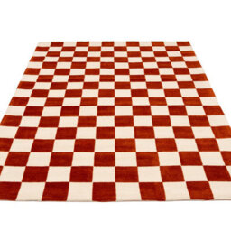 Loomed Bold Knitted Checkerboard Geometric Red Firseside Living Area Rug 120Cm X 170Cm - thumbnail 2