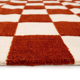 Loomed Bold Knitted Checkerboard Geometric Red Firseside Living Area Rug 120Cm X 170Cm - thumbnail 3