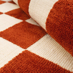 Loomed Bold Knitted Checkerboard Geometric Red Firseside Living Area Rug 120Cm X 170Cm - thumbnail 6