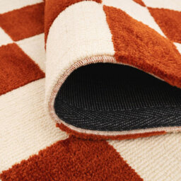 Loomed Bold Knitted Checkerboard Geometric Red Firseside Living Area Rug 120Cm X 170Cm - thumbnail 7