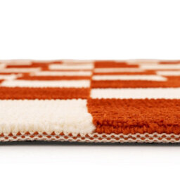 Loomed Bold Knitted Checkerboard Geometric Red Firseside Living Area Rug 120Cm X 170Cm - thumbnail 5