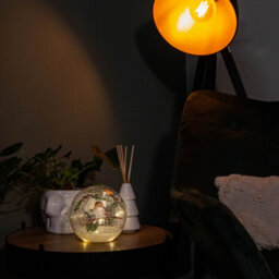 Samuel Alexander 15Cm Battery Operated Light Up Robin Crackle Glass Ball With 12 Warm White Leds - thumbnail 2