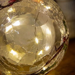 Samuel Alexander 15Cm Battery Operated Light Up Robin Crackle Glass Ball With 12 Warm White Leds - thumbnail 5