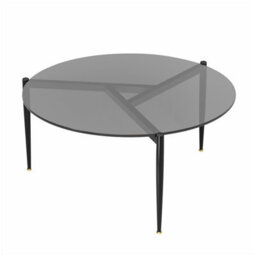 Artloge 80Cm Modern Round Tempered Glass Coffee Table With Black Metal Legs Living Room Furniture - thumbnail 8