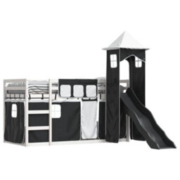 Berkfield Bunk Bed Without Mattress With Slide White And Black 90X200 Cm - thumbnail 4
