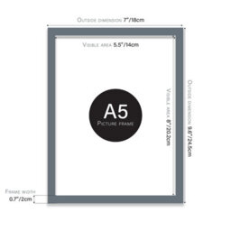 A5 Grey Picture Frame Fits A5 (14.8 X 21Cm - 5.8 X 8.3In) Poster, Photo, Artwork, Or Print. - thumbnail 2
