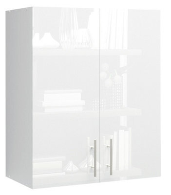 Jd Greta Kitchen Wall Unit 600mm Storage Cabinet With Doors And Shelf 60Cm - White Gloss - image 1