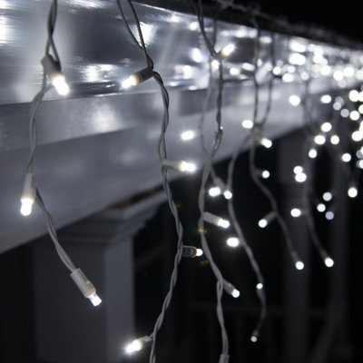 Best Artificial 100 Bright White Led Outdoor Icicle Christmas String Lights 2.4M In Length Battery Powered - image 1