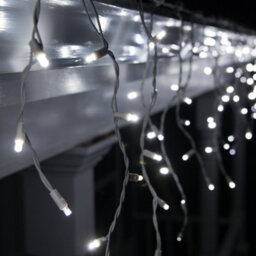 Best Artificial 100 Bright White Led Outdoor Icicle Christmas String Lights 2.4M In Length Battery Powered - thumbnail 1