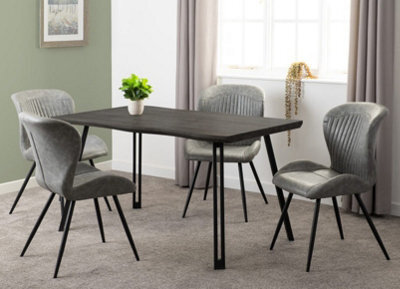 Seconique Quebec Wave Edge Dining Set - Black Wood Grain/black/grey Faux Leather - image 1