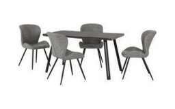 Seconique Quebec Wave Edge Dining Set - Black Wood Grain/black/grey Faux Leather - thumbnail 2