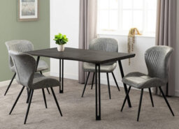 Seconique Quebec Wave Edge Dining Set - Black Wood Grain/black/grey Faux Leather - thumbnail 4