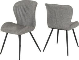 Seconique Quebec Wave Edge Dining Set - Black Wood Grain/black/grey Faux Leather - thumbnail 8