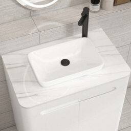 Royal Bathrooms Venice 700mm Gloss White Freestanding Bathroom Countertop Vanity Unit 2 Door With Qubix Basin - thumbnail 6
