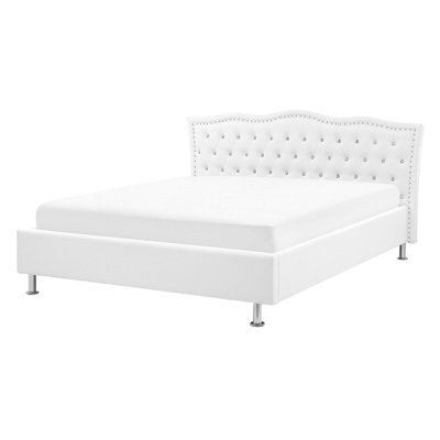 Beliani Bed Faux Leather Metz 140 X 200 Cm (Eu Double) White - image 1