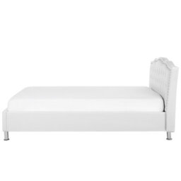 Beliani Bed Faux Leather Metz 140 X 200 Cm (Eu Double) White - thumbnail 5