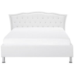 Beliani Bed Faux Leather Metz 140 X 200 Cm (Eu Double) White - thumbnail 4