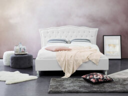 Beliani Bed Faux Leather Metz 140 X 200 Cm (Eu Double) White - thumbnail 2