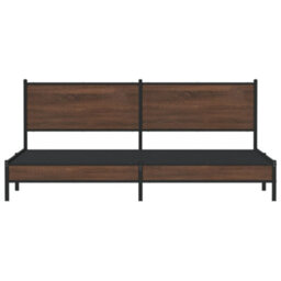 Berkfield Metal Bed Frame Without Mattress Brown Oak 193X203 Cm - thumbnail 5