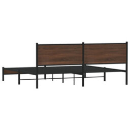 Berkfield Metal Bed Frame Without Mattress Brown Oak 193X203 Cm - thumbnail 7