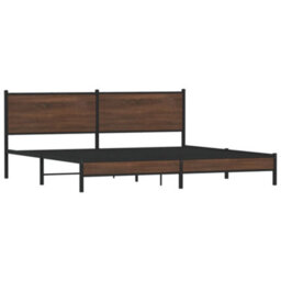 Berkfield Metal Bed Frame Without Mattress Brown Oak 193X203 Cm - thumbnail 3