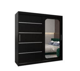 Arte Bold Black Uppsala V2 Sliding Door Wardrobe 200Cm - Sleek Solutions For Large Spaces - thumbnail 2
