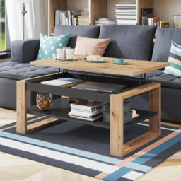 Heze Furniture Nuo Lift Top Coffee Table Contemporary Style - Artisan Oak & Anthracite - thumbnail 2
