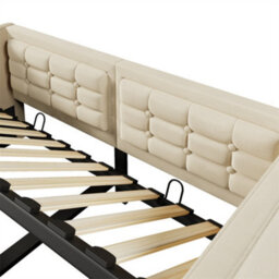 Abrihome Velvet Ottoman Daybed (90X190Cm), 3Ft Single Sofa Bed With Usb/type-C Charging & Hydraulic Storage, Beige - thumbnail 9