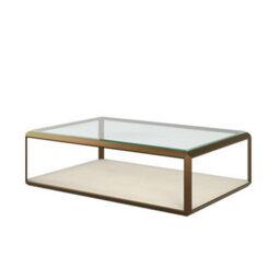 Wyld Haus Klain Brass And Ivory Shagreen Glass Top Coffee Table - thumbnail 4
