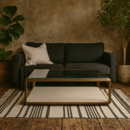 Wyld Haus Klain Brass And Ivory Shagreen Glass Top Coffee Table - thumbnail 2