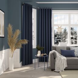 GoodHome Navy Plain Blackout & Thermal Eyelet Curtain (W)167Cm (L)228Cm, Pair - thumbnail 2